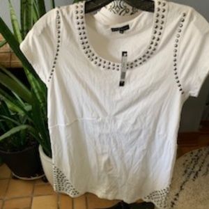 Carol Rose New White T-Shirt With Studs